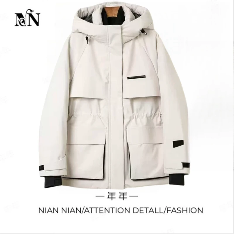 〖顾屿海棠〗年年2024冬季新款加厚保暖连帽防风运动短外套户外休闲