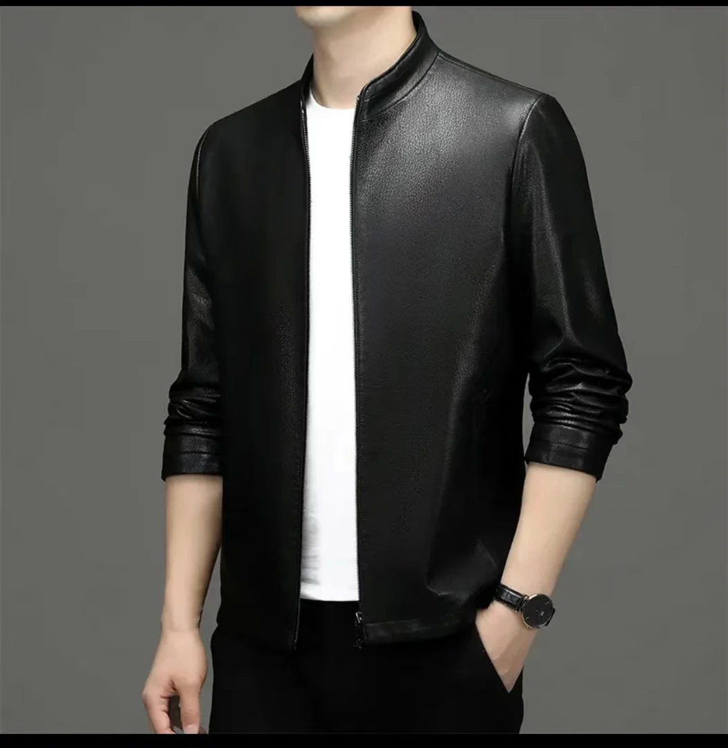 海宁利星男士百搭高端皮外套秋冬商务休闲高档立领皮夹克2263