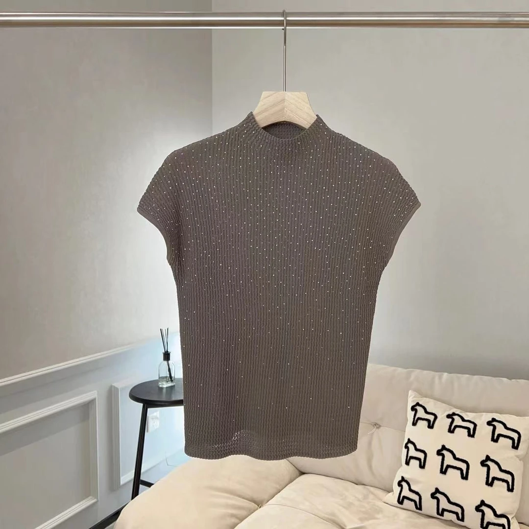 波浪坑条纹套头针织衫#GT7955气质时尚百搭夏季薄款无袖