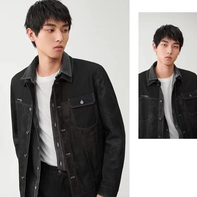 海 春秋男士简约翻领明线时尚休闲夹克外套