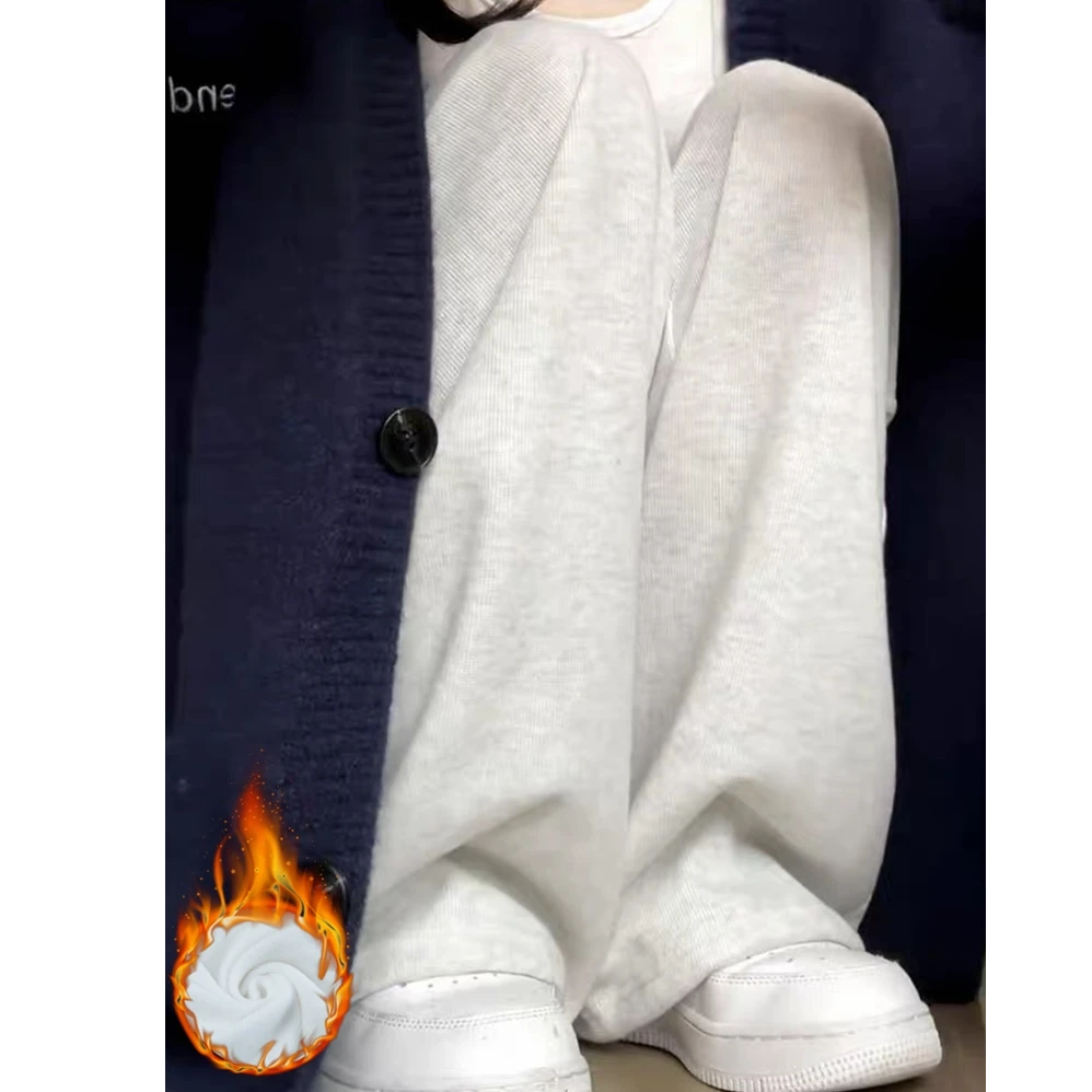 运动裤女小个子春秋2024年新款休闲宽松直筒阔腿裤灰色束脚卫裤子