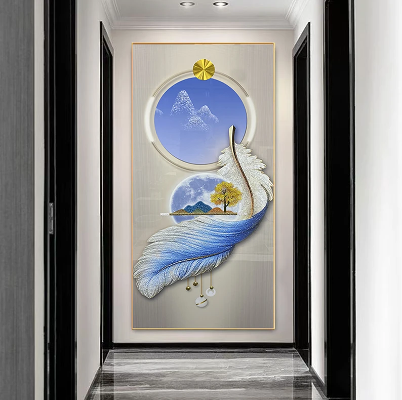 金羽吉祥玄关装饰画现代轻奢客厅进门入户挂画走廊过道背景墙壁画