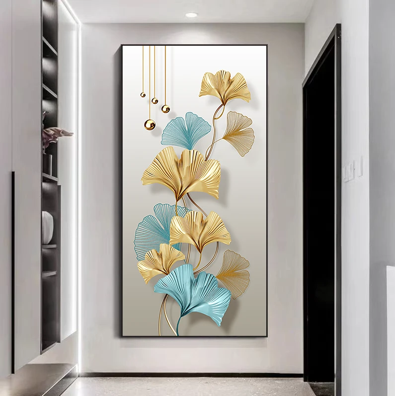 轻奢玄关画现代简约走廊过道装饰画高档竖版入户门正对墙挂画壁画
