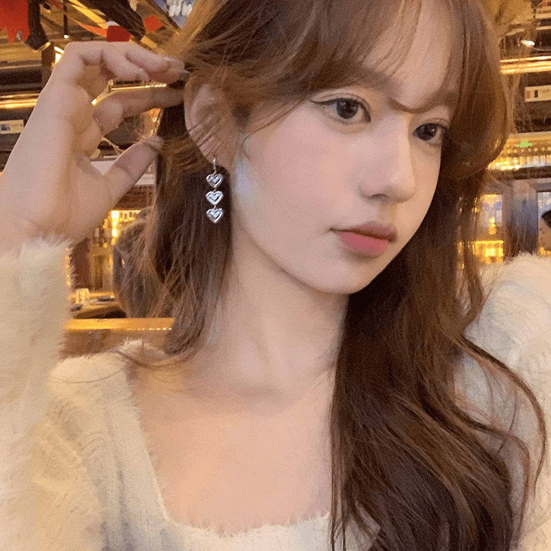【一单包邮】【291】长款爱心耳环潮耳钉气质感轻奢