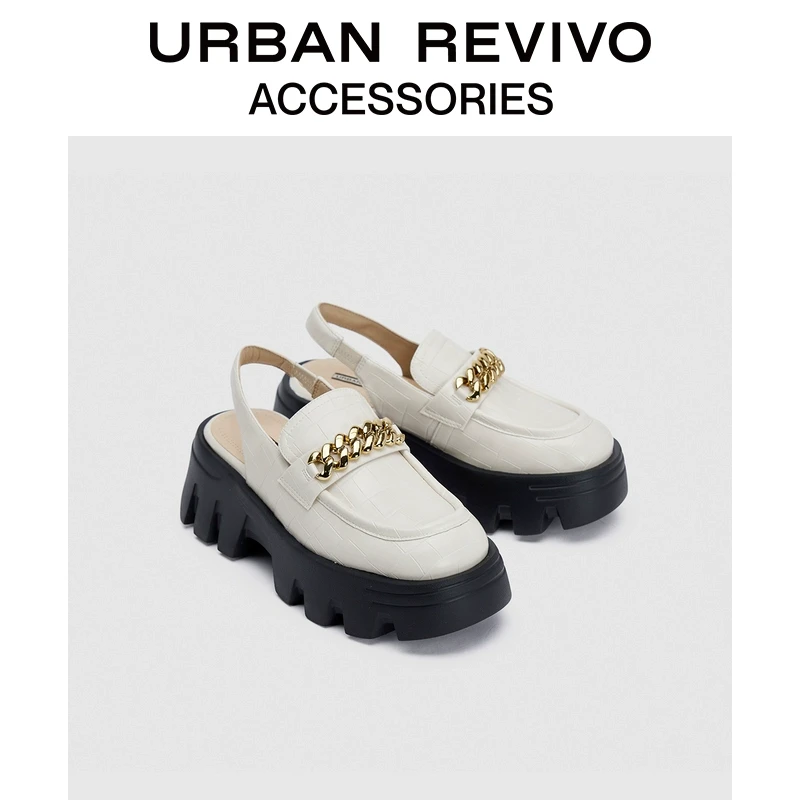 URBAN REVIVO女士金属饰厚底乐福空鞋UAWS40174