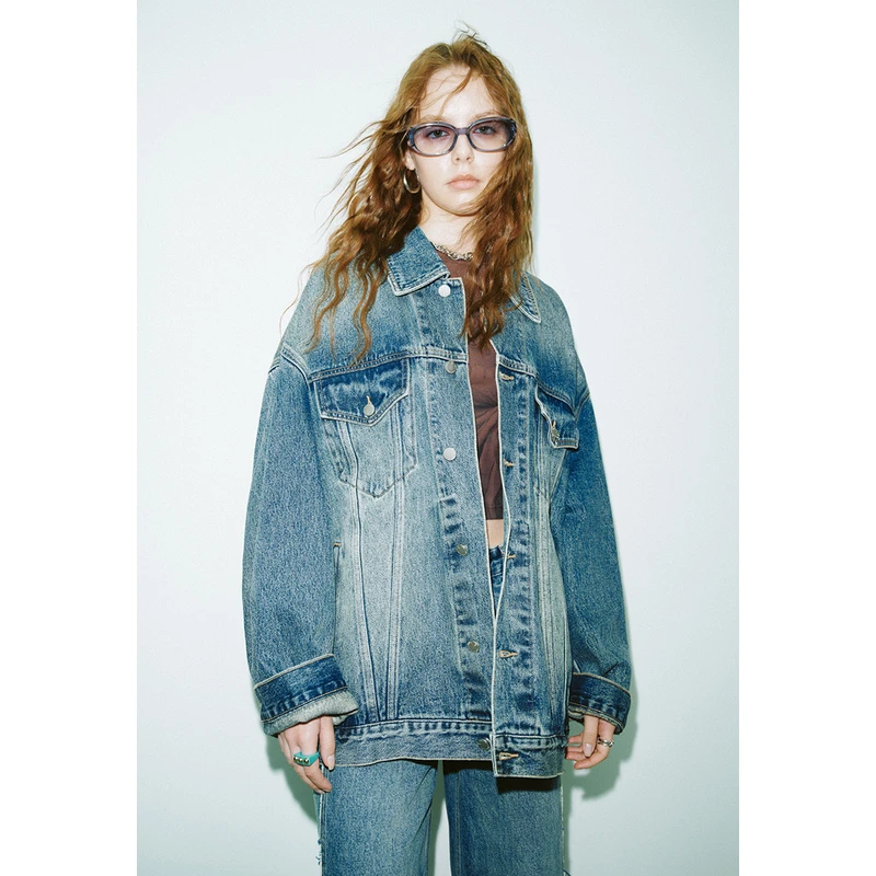 UR秋冬新款女装经典休闲超宽松百搭街头风牛仔外套UWV830061