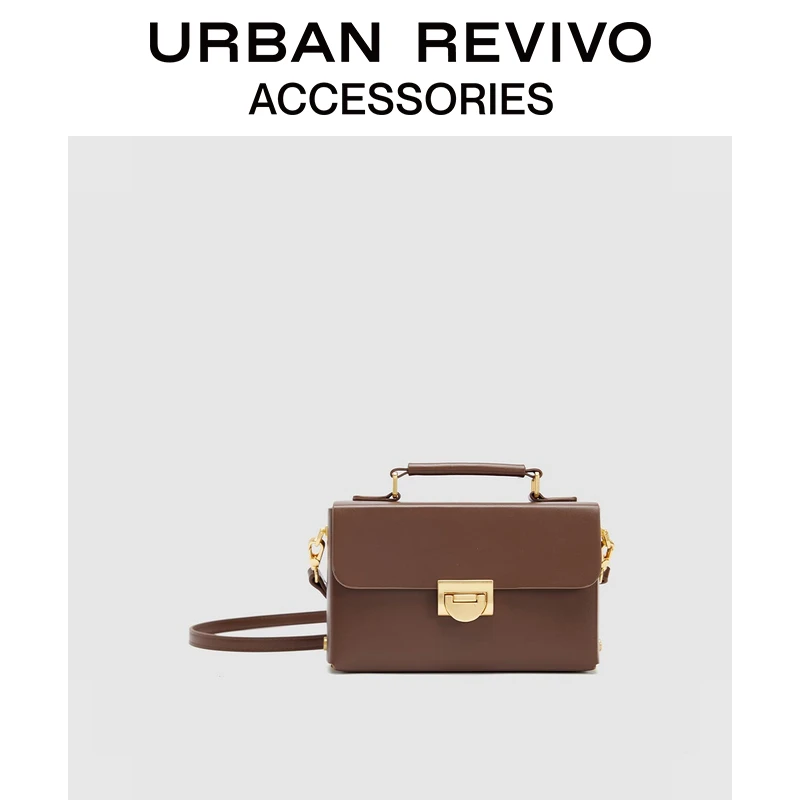 URBAN REVIVO冬季新款女士复古盒子手提斜挎包UAYB40071