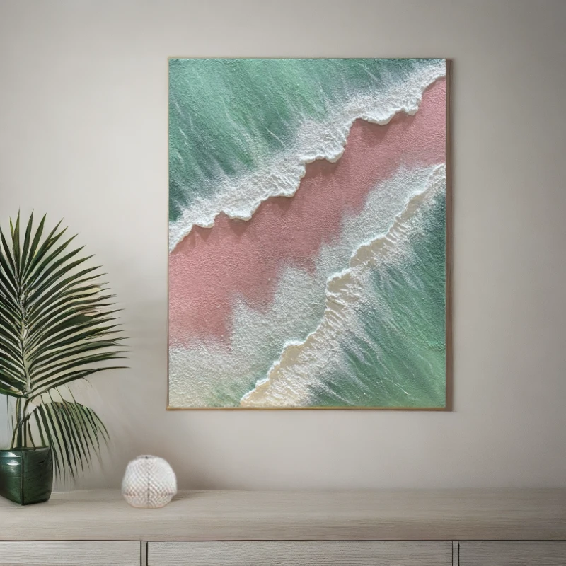 《碧潮》手绘油画海浪海滩肌理画原创装饰画现代客厅玄关卧室餐厅