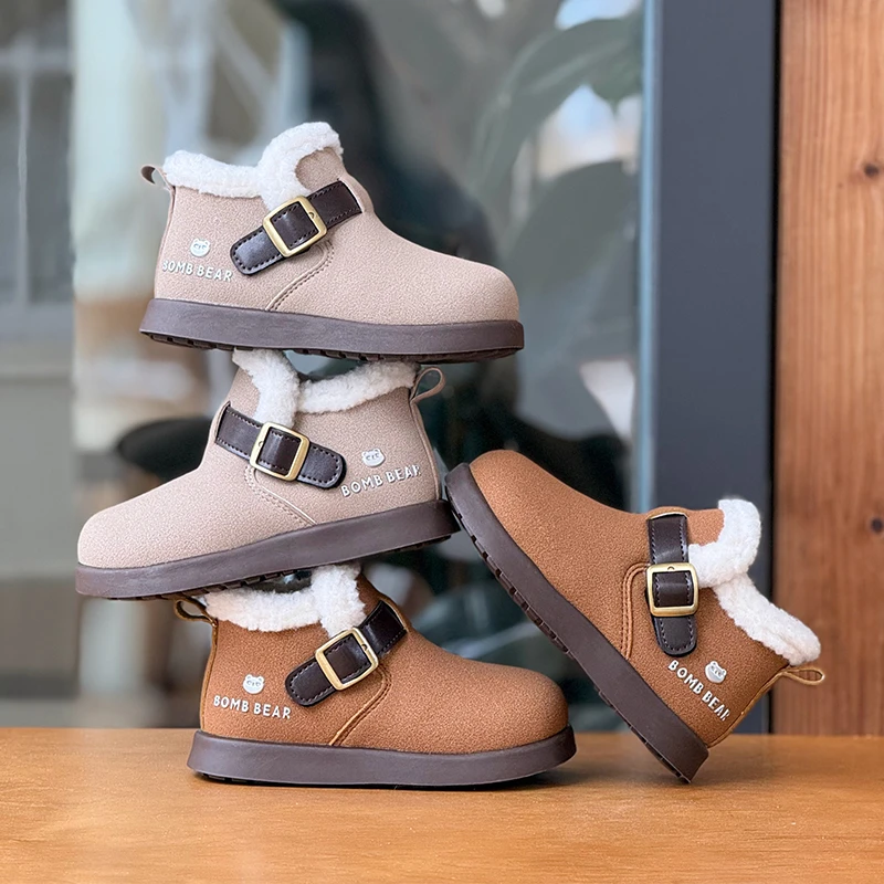 【腿哥专属】2025年冬季儿童新款加绒加厚棉靴舒适保暖雪地靴 X9801