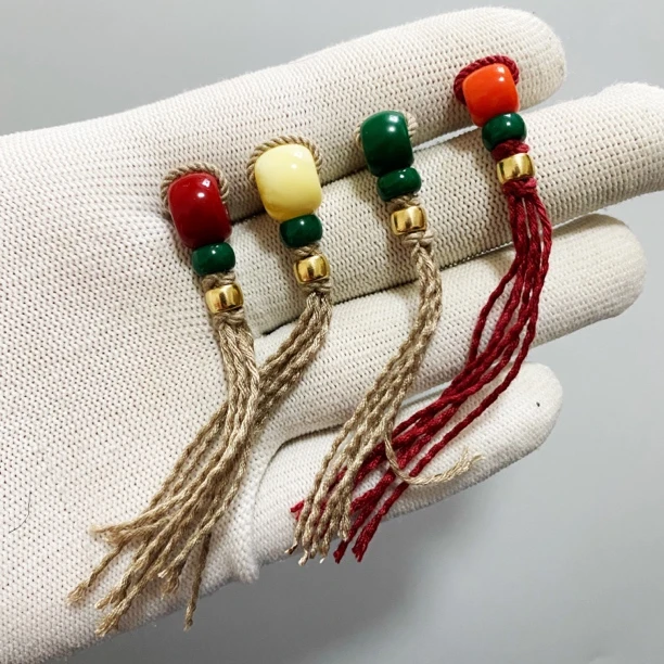 文玩三通7mm-12mm小尺寸老料珠改型手工款百香籽星月椰蒂大孔道珠