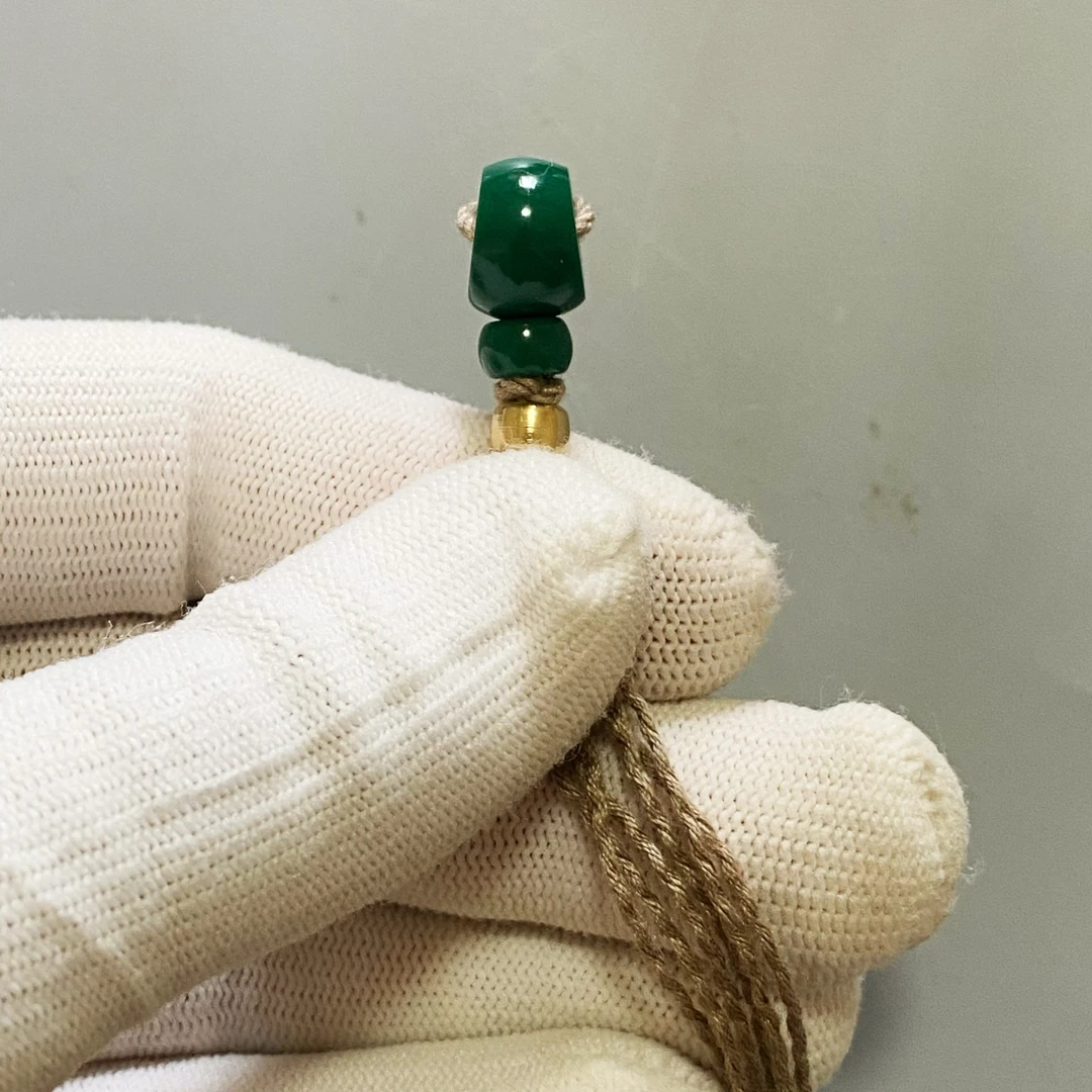 老油绿料改斜切扇面三通12mm星月斜切百香马蹄大孔道文玩三通配饰