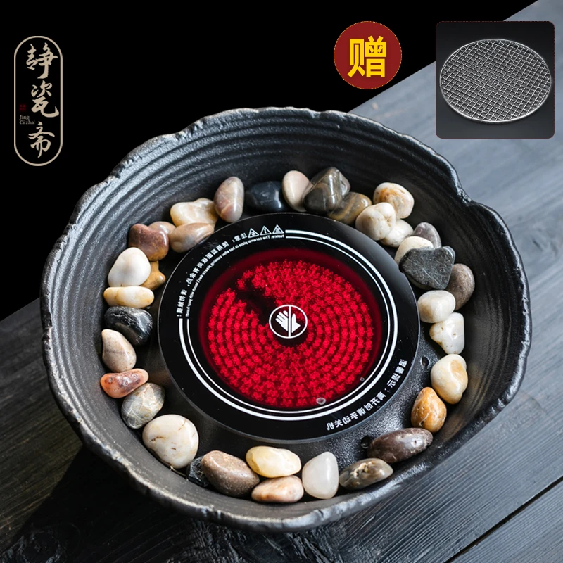 静瓷斋 围炉煮茶中式蒸煮茶壶电陶炉烤茶炉家用室内煮茶器玻璃壶
