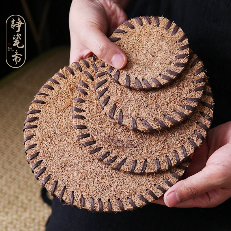静瓷斋 棕丝杯垫壶承茶垫杯托手工编制隔热垫养壶垫壶托家用圆形