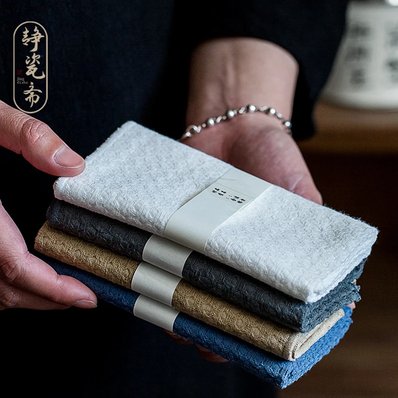 静瓷斋纯棉茶巾吸水高档桌布功夫干泡茶席茶台茶桌抹布茶具配件