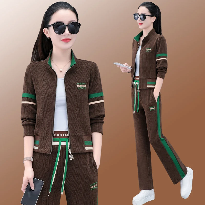 收腰运动套装女春秋季2023新款时尚洋气显瘦韩版休闲服卫衣两件套