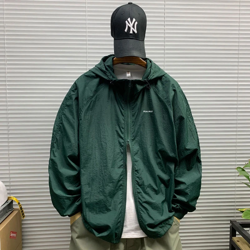 夏季薄款外套男士运动休闲宽松潮牌百搭户外防晒衣连帽防晒服夹克