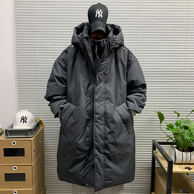 羽绒服外套男士中长款防风保暖潮牌冬季新款休闲宽松工装山系连帽