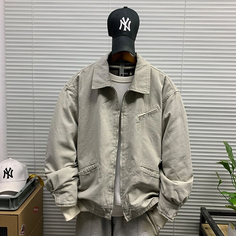 冬季翻领加绒加厚水洗夹克棉服男高街潮牌重磅内里摇粒绒棉袄外套