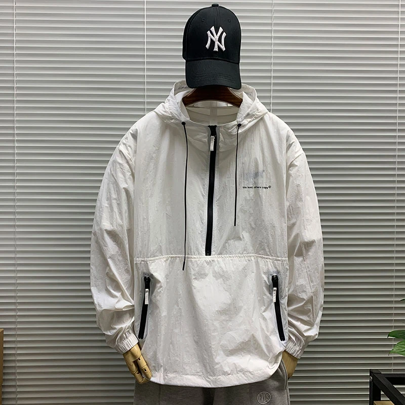 夏季轻薄透气防晒衣外套男休闲连帽运动户外皮肤衣速干钓鱼防晒服