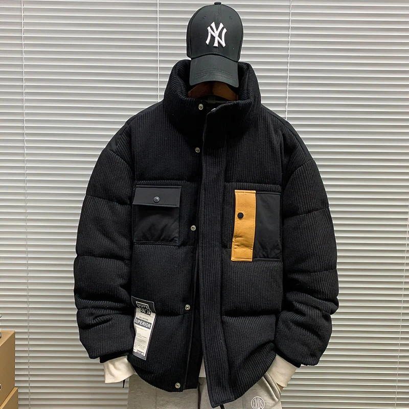冬季新款立领加绒加厚保暖羽绒服男休闲宽松潮牌oversize羽绒外套