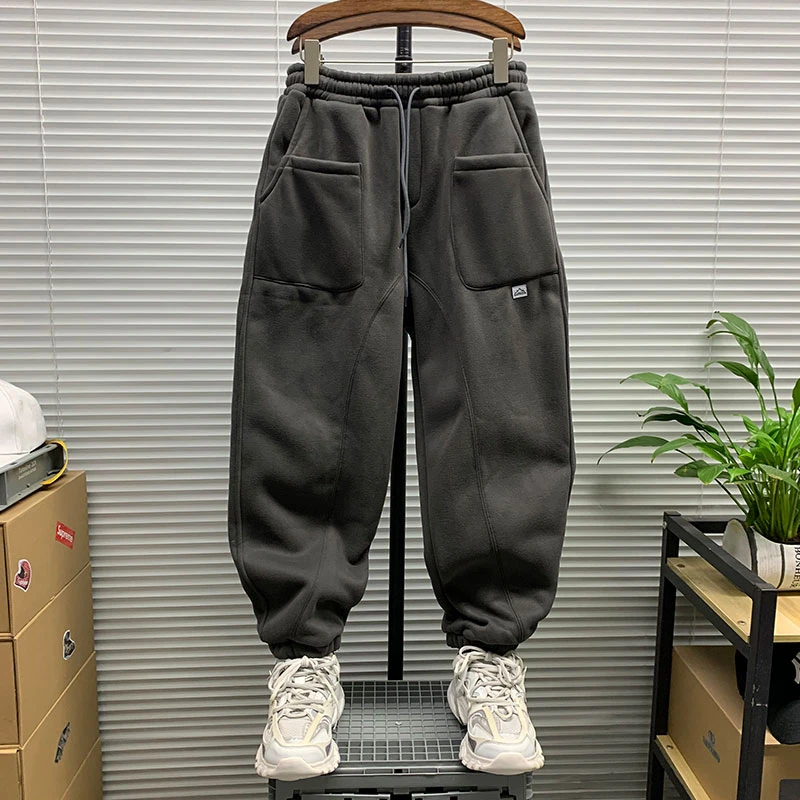 秋冬加绒加厚保暖运动潮牌休闲裤男士运动百搭青少年宽松束脚卫裤