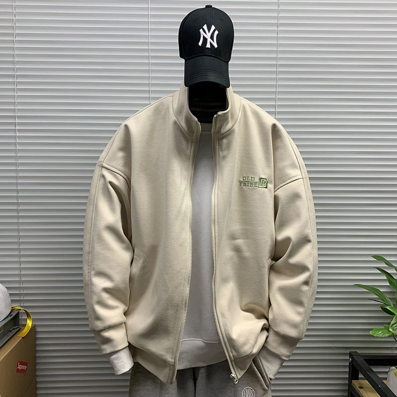 立领潮牌刺绣高品质夹克男春秋新款机能重磅百搭街头潮流休闲外套