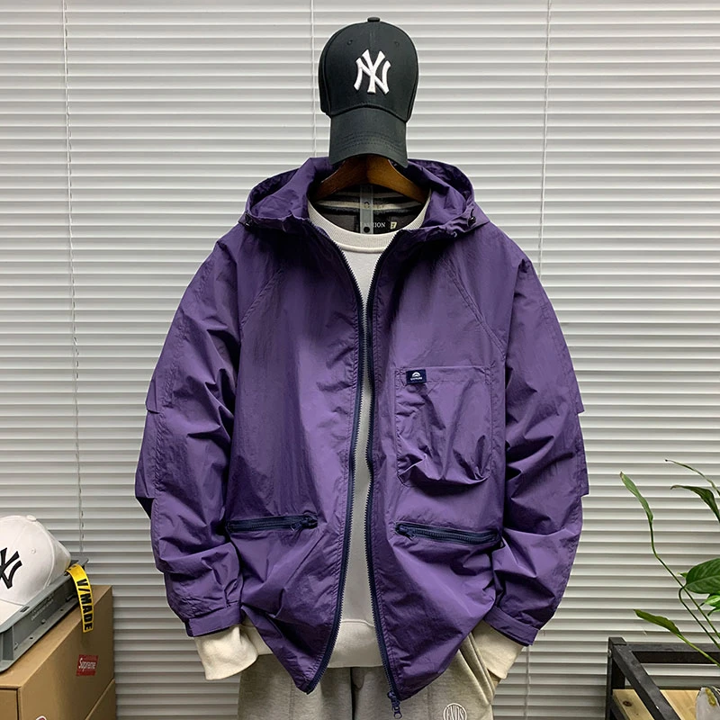 2025秋季新款连帽机能夹克男士休闲宽松潮牌百搭山系户外防风外套