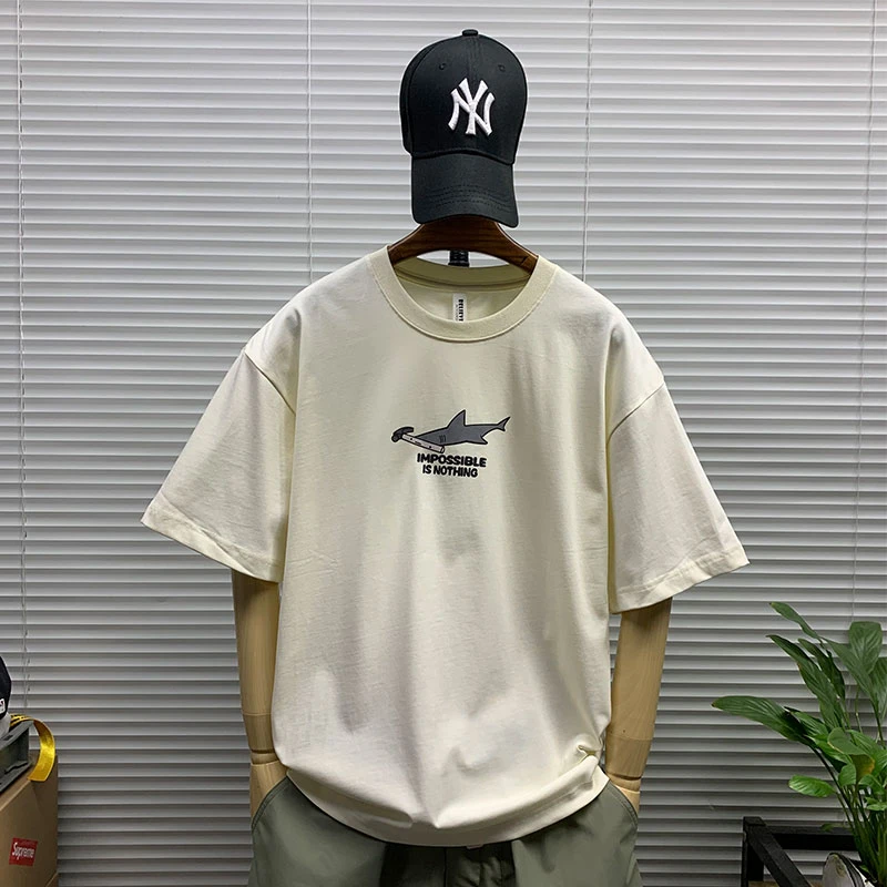 短袖t恤男士夏季新款简约潮牌百搭纯棉休闲宽松情侣五分半袖体恤T