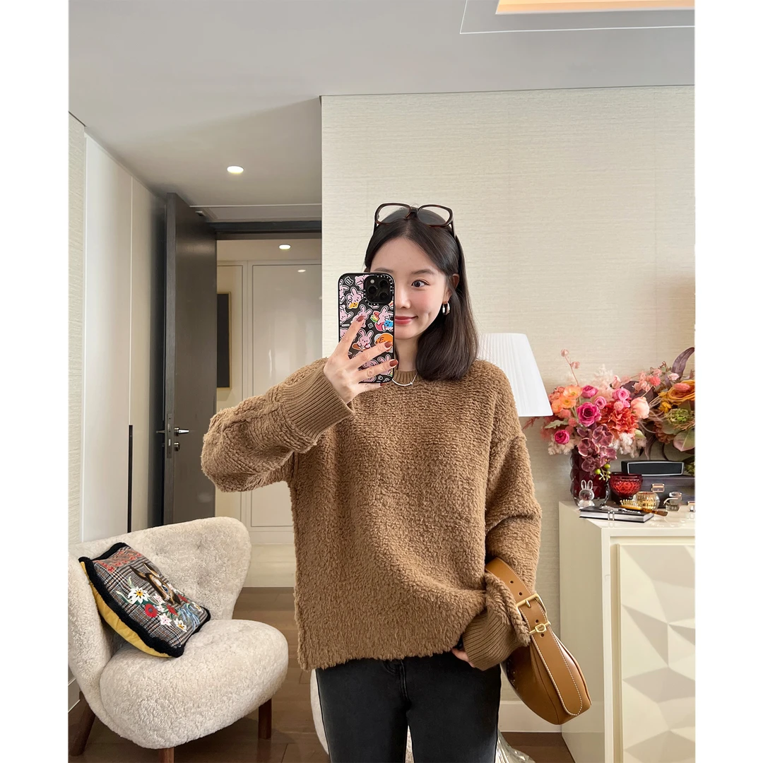 SUNDAYMERRY限量意大利拉毛花纱 泰迪肌理针织毛衣