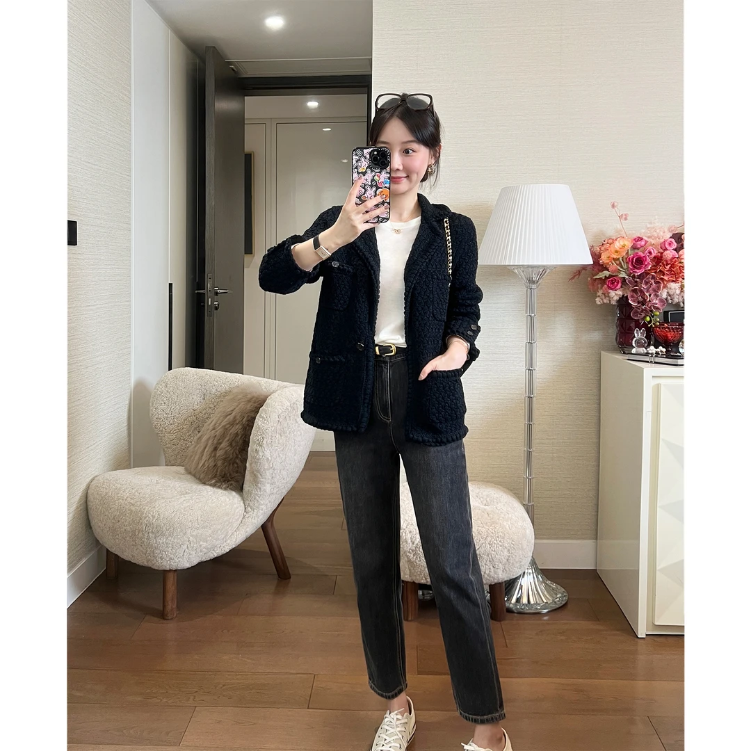 SUNDAYMERRY棉弹水洗灰丹宁 高腰九分直筒牛仔裤