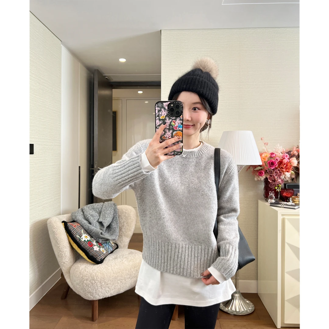 SUNDAYMERRY朦胧花纱 星闪针织套头毛衣