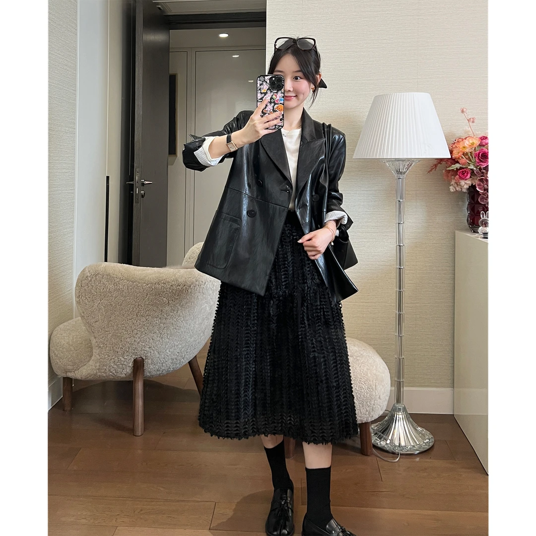 SUNDAYMERRY立体蝴蝶纱提花 灵动羽感立裁半身裙