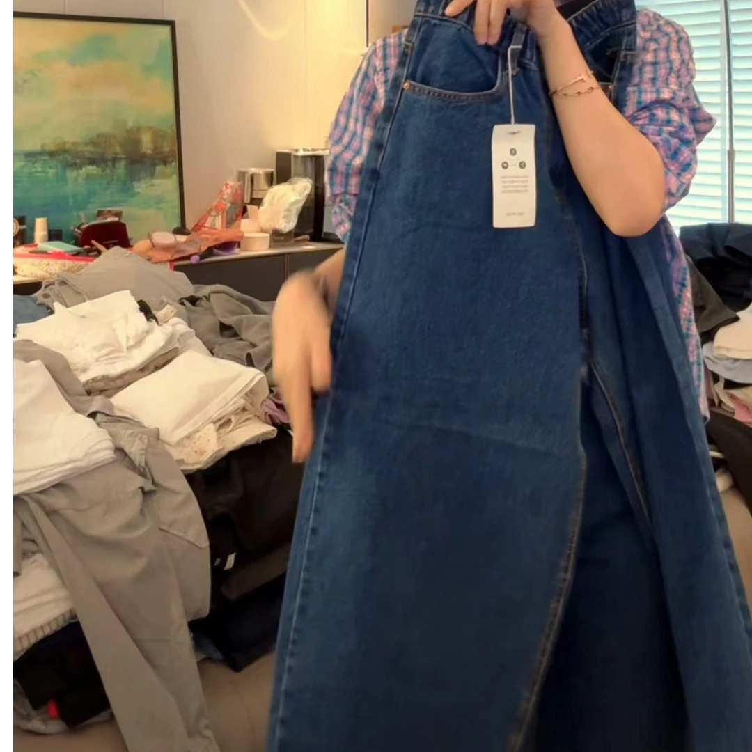 【NO退NO换】韩国东大门蓝色镰刀裤牛仔裤