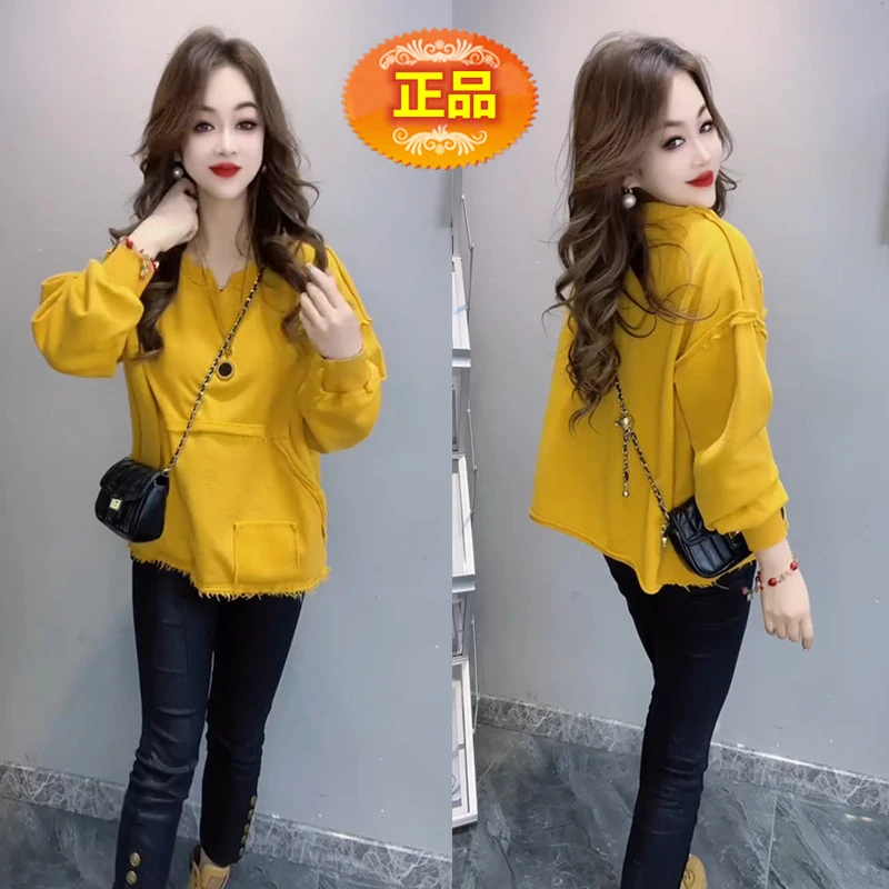 宽松显瘦休闲百搭时尚减龄大衫2024春季新款洋气韩版纯色打底衫