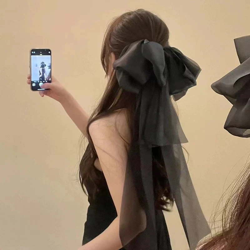 逃公主~超仙气质大蝴蝶结头饰后脑勺弹簧夹长款飘带发夹简约发卡