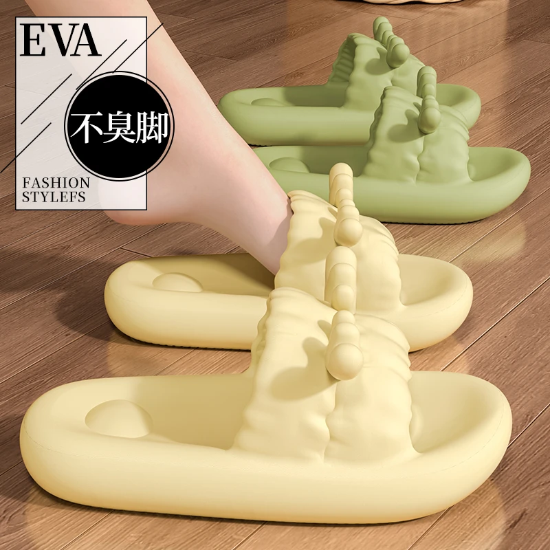 可爱鹿角拖鞋女2025夏季外穿新款室内居家浴室防滑踩屎感厚底凉拖