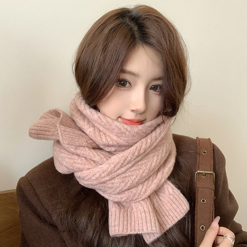 针织麦穗围巾披肩百搭情侣学生长款格子秋冬季针织时尚保暖格纹