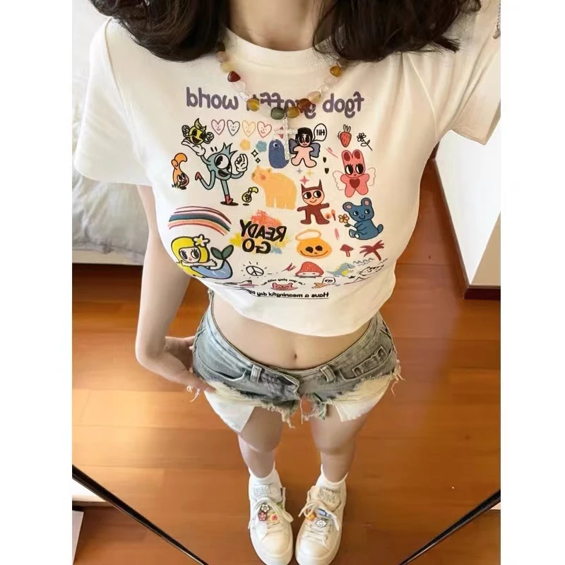 《B501-600》高考毕业季夏季辣妹时尚休闲修身insT恤