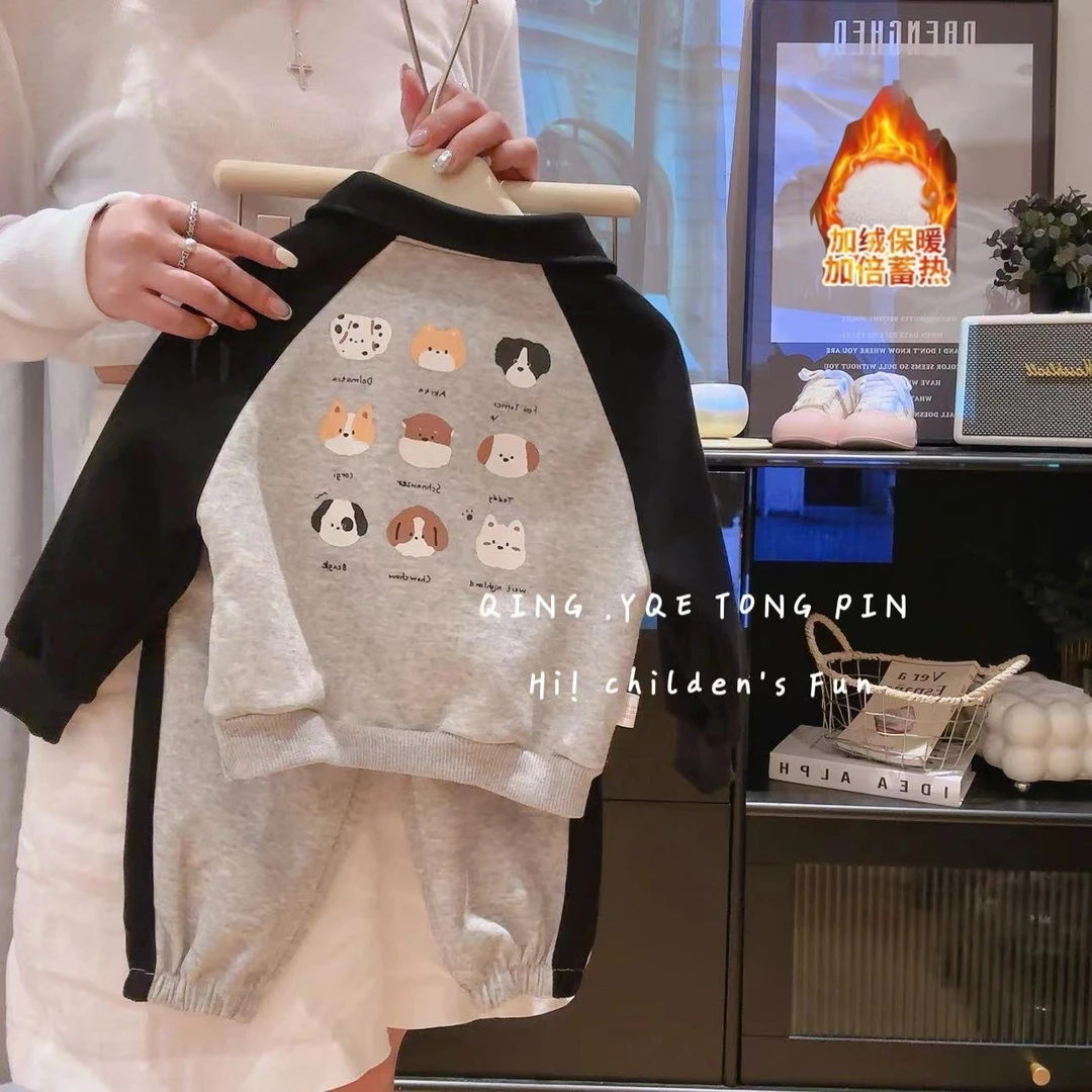 【加绒/不加绒】【现货福利】2024新款儿童卫衣套装男女童两件套百搭