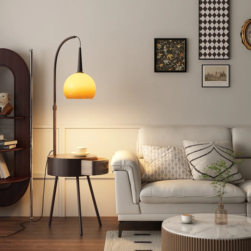 Bersur落地灯客厅沙发旁边2025新款柚子灯复古置物摆件茶几钓鱼灯