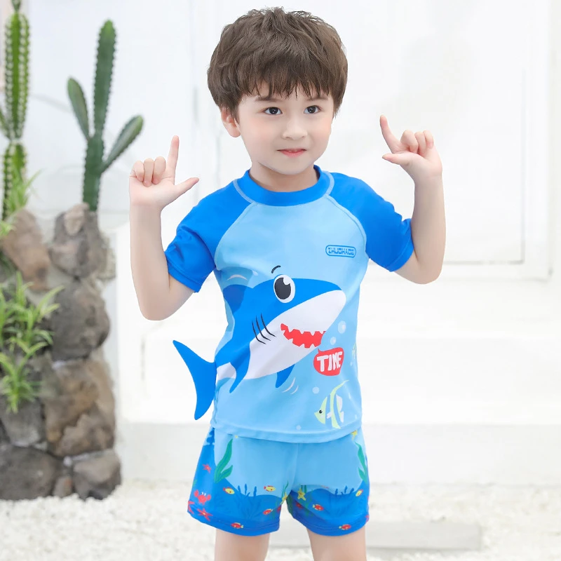 儿童泳衣男童分体中大童青少年男孩夏游泳衣2023新款泳裤泳装水装