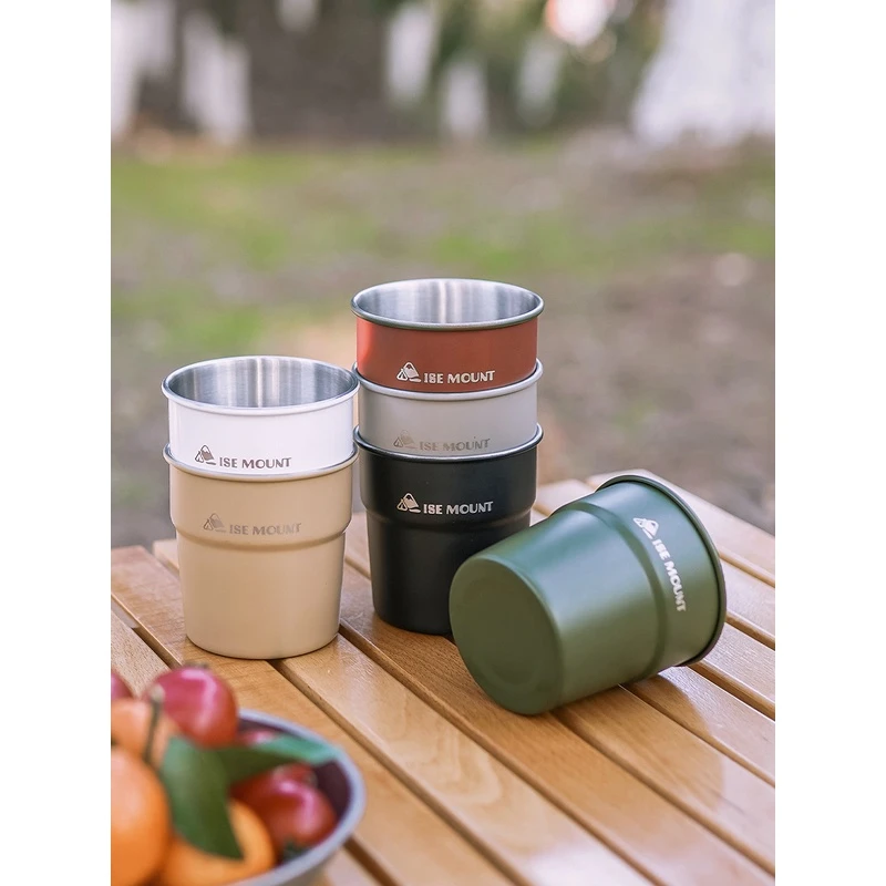 高颜值304不锈钢燕子杯户外露营杯子喷漆工艺可层叠野餐家用水杯