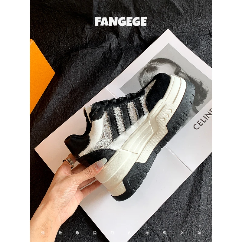 FANGEGE/梵歌歌 8-14cm小个子隐形内增高网面透气真皮厚底休闲鞋