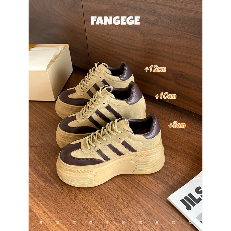 FANGEGE/梵歌歌 8~12cm小个子美拉德厚底真皮百搭复古德迅休闲鞋