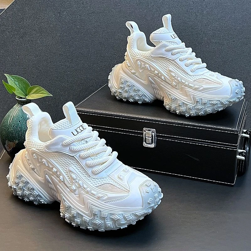 老爹鞋男2024新款白色休闲鞋夏季透气网面运动鞋内增高男鞋潮