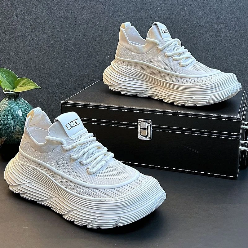 夏季透气休闲鞋男飞织网面白色板鞋韩版潮流运动鞋青年学生低帮鞋