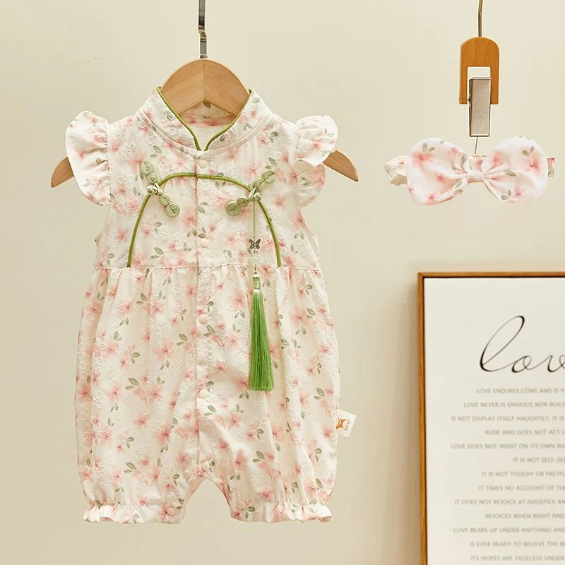 网红婴儿衣服夏季女宝宝可爱连体衣满月套装周岁爬爬服春夏装哈衣