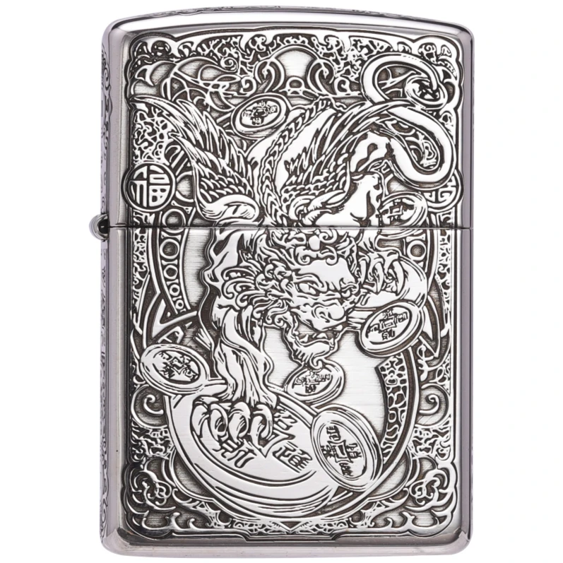 ZIPPO/之宝zippo打火机正品-DIYS925银雕刻貔貅个性收藏双面DYJ1