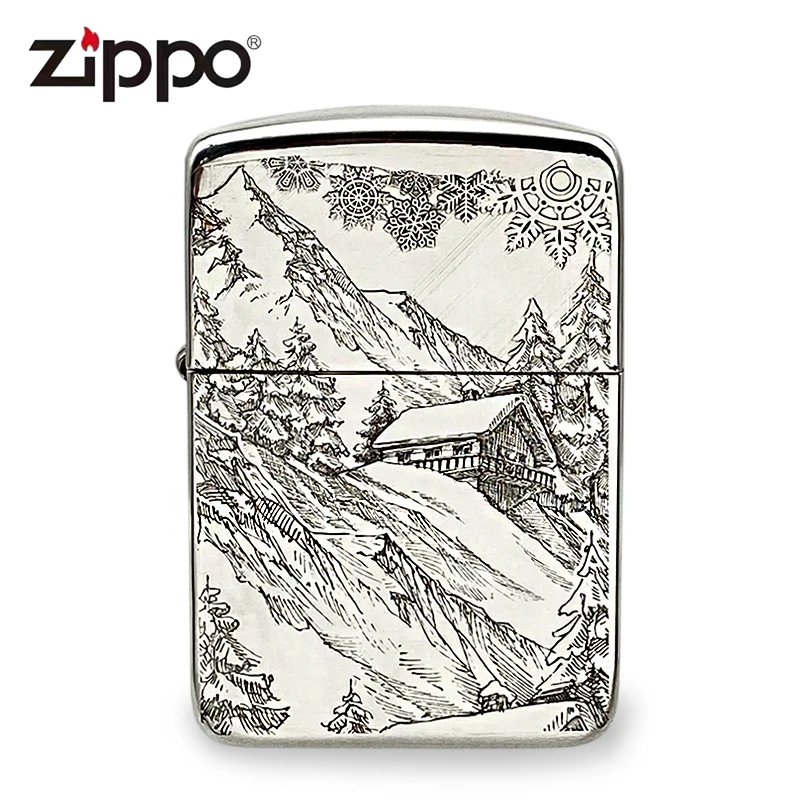 ZIPPO/之宝zippo打火机正品/1941-S925银雕刻雪山小屋-简约DYJ1