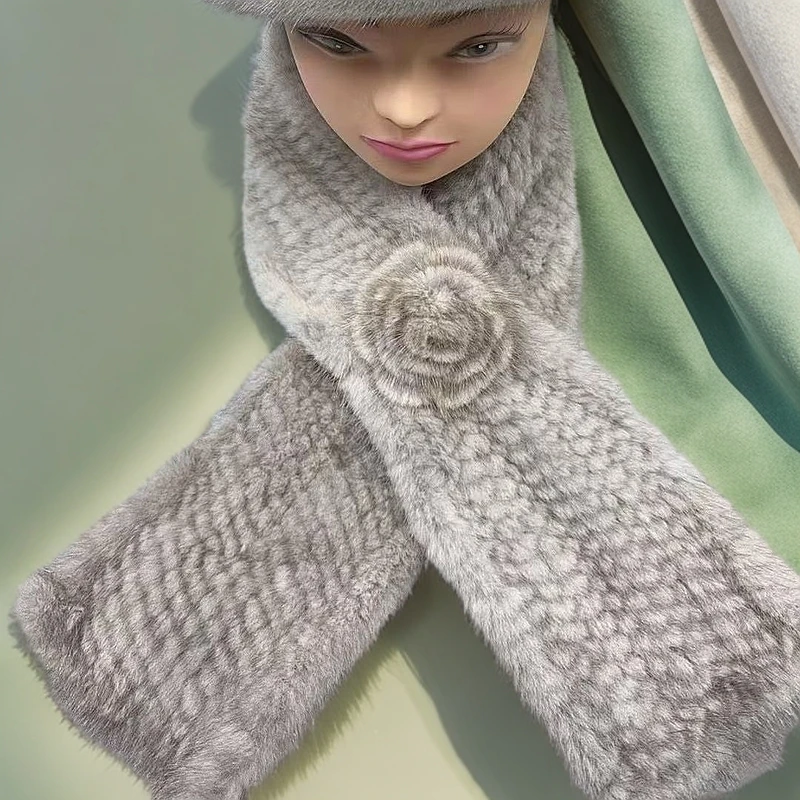 山茶花编织款围巾